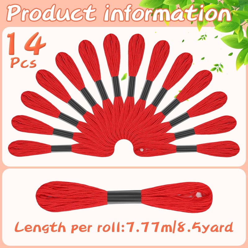 JUPEAN Red Embroidery Floss: Embroidery Thread 120 Yards Friendship Bracelet String Cross Stitch Cotton Yarn for DIY Bracelet Making - Image 2